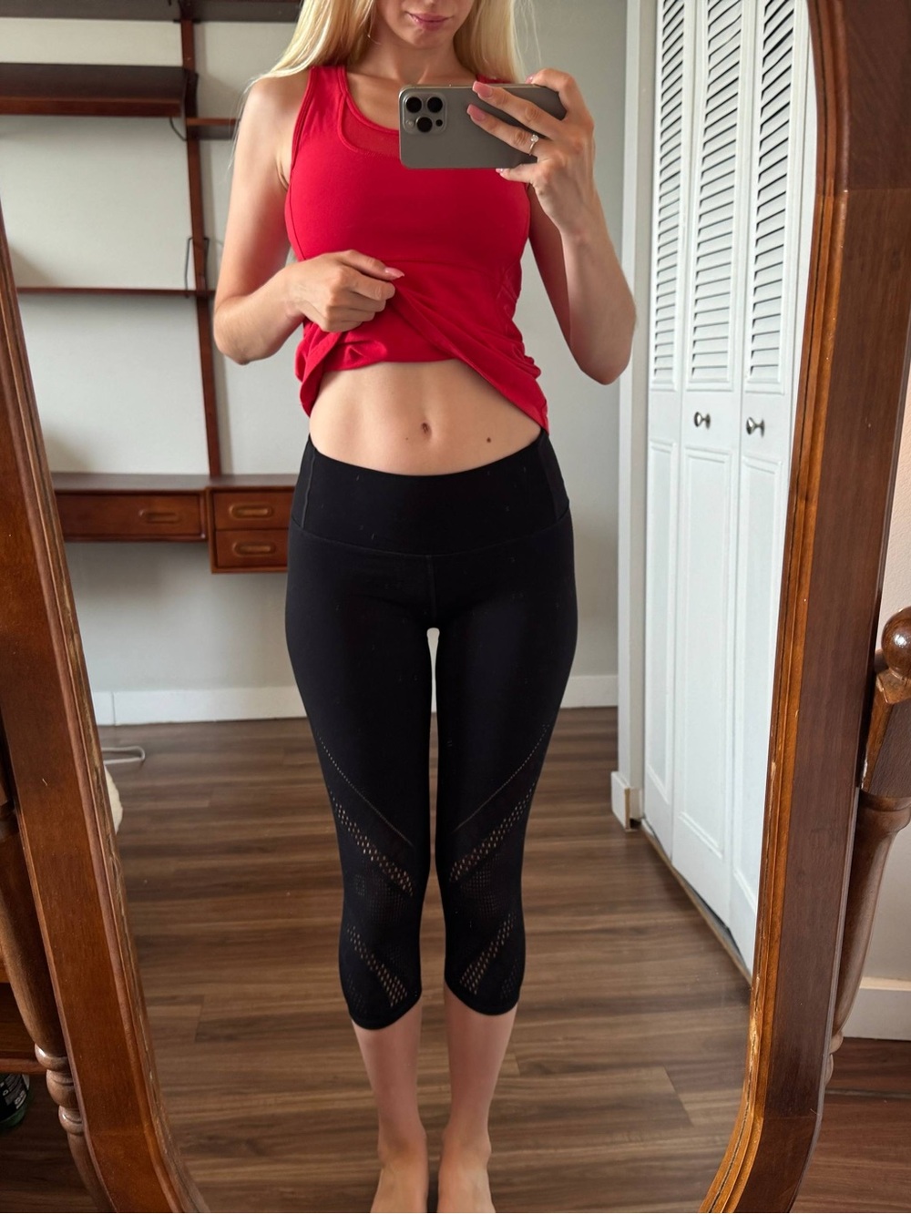 lululemon athletica Black Perforated High-Rise Crop Leggings